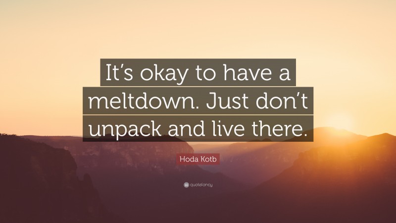 Hoda Kotb Quote: “It’s okay to have a meltdown. Just don’t unpack and live there.”