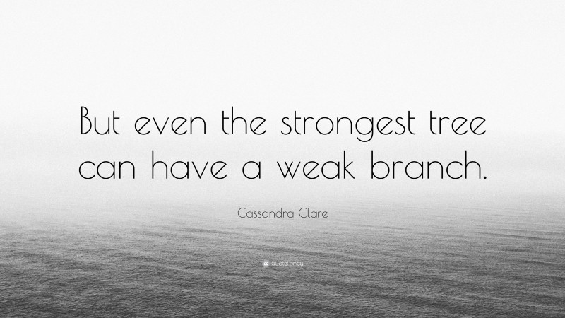 Cassandra Clare Quote: “But even the strongest tree can have a weak branch.”