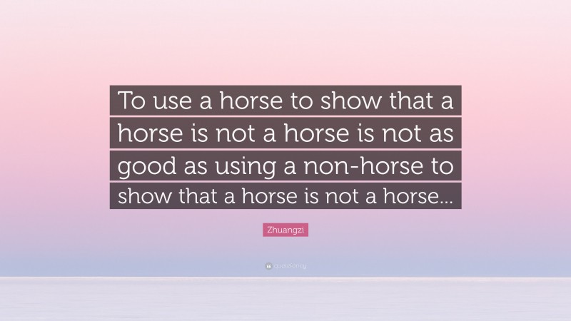 Zhuangzi Quote: “To use a horse to show that a horse is not a horse is not as good as using a non-horse to show that a horse is not a horse...”