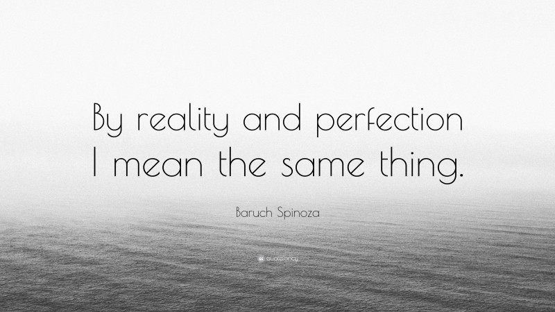 Baruch Spinoza Quote: “By reality and perfection I mean the same thing.”