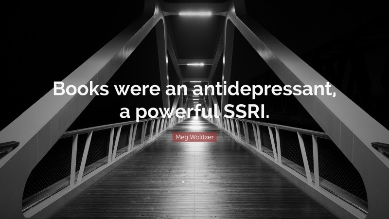 Meg Wolitzer Quote: “Books were an antidepressant, a powerful SSRI.”