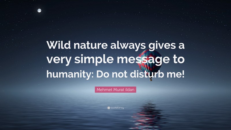 Mehmet Murat ildan Quote: “Wild nature always gives a very simple message to humanity: Do not disturb me!”
