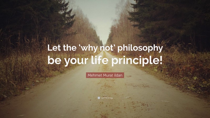 Mehmet Murat ildan Quote: “Let the ‘why not’ philosophy be your life principle!”
