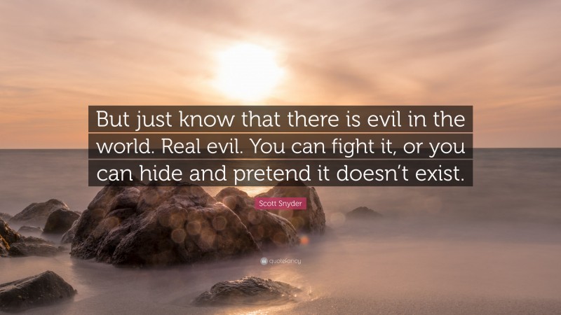 Scott Snyder Quote: “But just know that there is evil in the world. Real evil. You can fight it, or you can hide and pretend it doesn’t exist.”