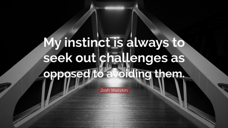 Josh Waitzkin Quote: “My instinct is always to seek out challenges as opposed to avoiding them.”