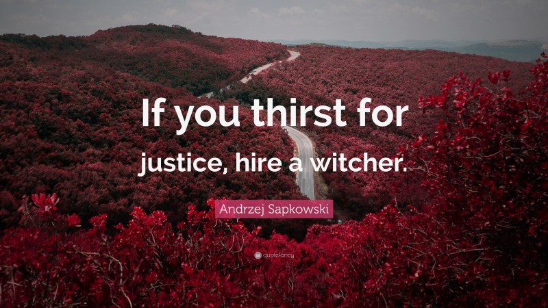 Andrzej Sapkowski Quote: “If you thirst for justice, hire a witcher.”
