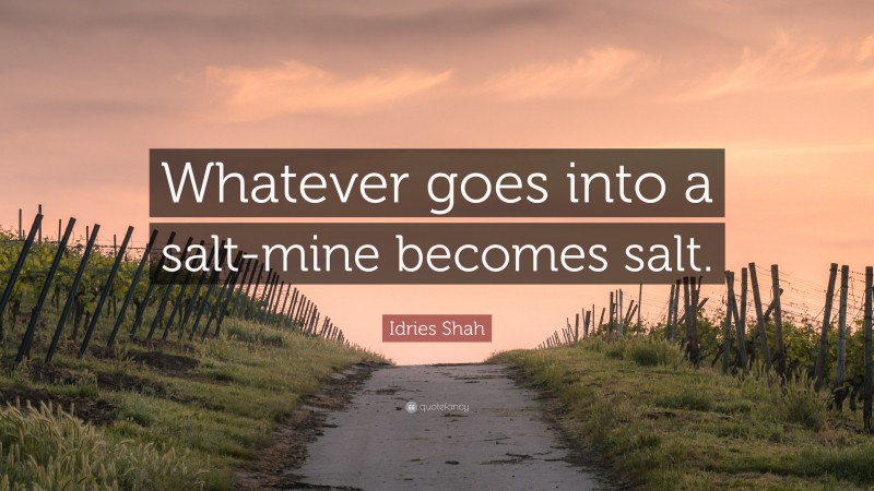 Idries Shah Quote: “Whatever goes into a salt-mine becomes salt.”