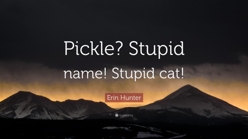 Erin Hunter Quote: “Pickle? Stupid name! Stupid cat!”