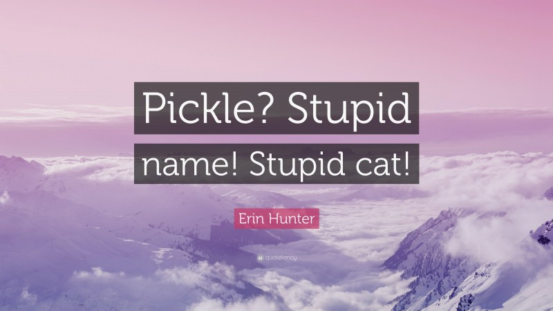 Erin Hunter Quote: “Pickle? Stupid name! Stupid cat!”