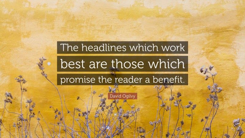 David Ogilvy Quote: “The headlines which work best are those which promise the reader a benefit.”