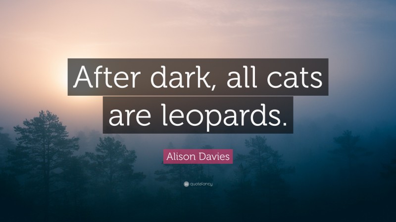 Alison Davies Quote: “After dark, all cats are leopards.”