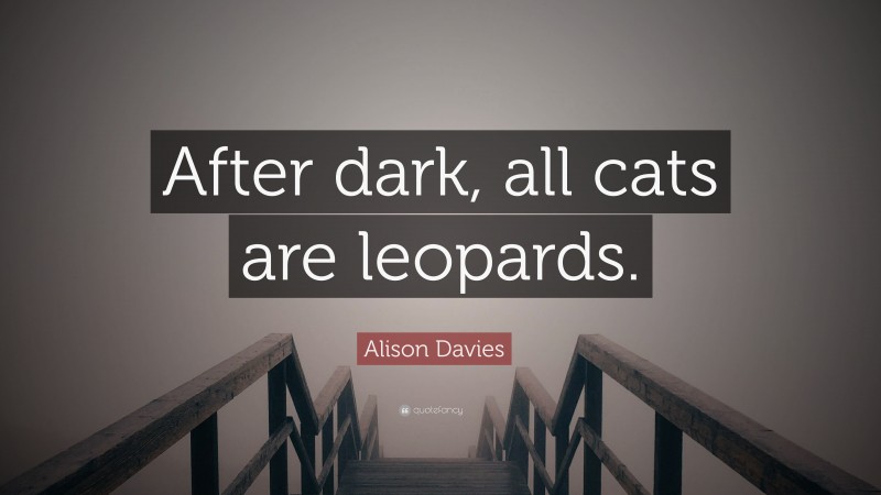 Alison Davies Quote: “After dark, all cats are leopards.”
