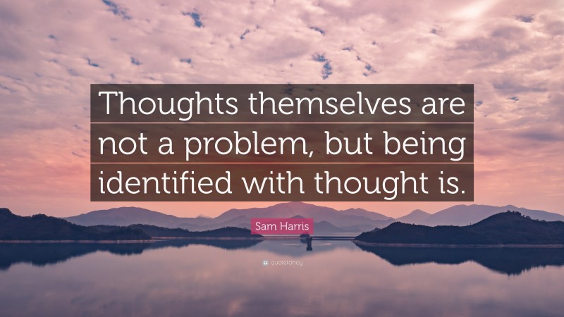 Sam Harris Quote: “Thoughts themselves are not a problem, but being identified with thought is.”