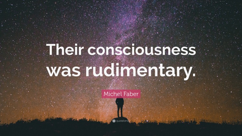 Michel Faber Quote: “Their consciousness was rudimentary.”