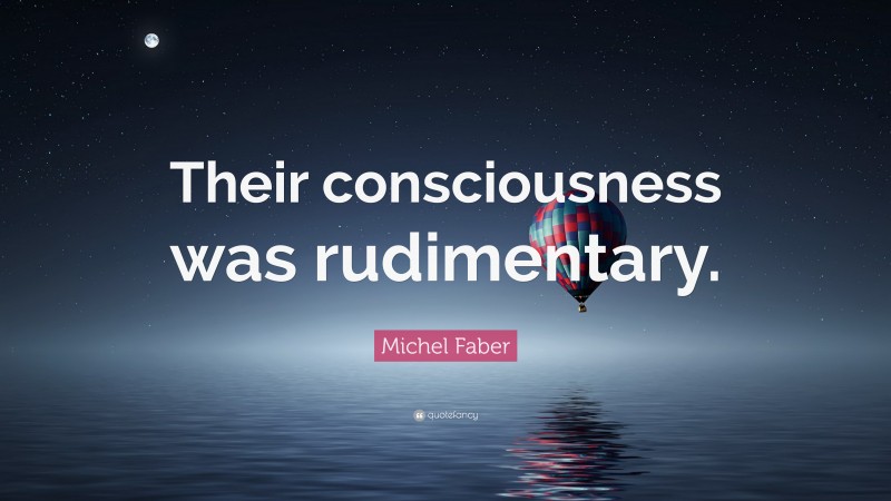 Michel Faber Quote: “Their consciousness was rudimentary.”