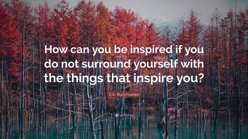 E.A. Bucchianeri Quote: “How can you be inspired if you do not surround yourself with the things that inspire you?”