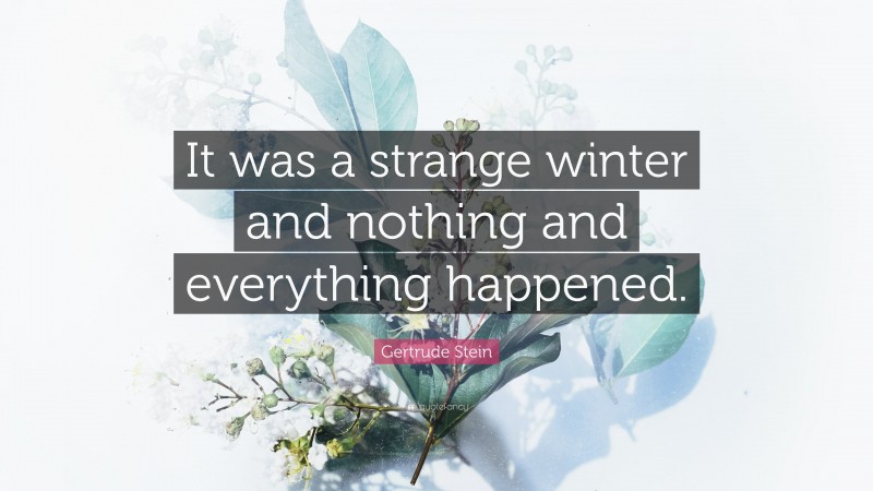 Gertrude Stein Quote: “It was a strange winter and nothing and everything happened.”