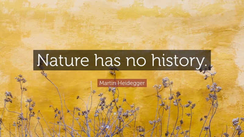 Martin Heidegger Quote: “Nature has no history.”
