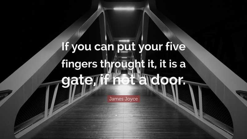 James Joyce Quote: “If you can put your five fingers throught it, it is a gate, if not a door.”