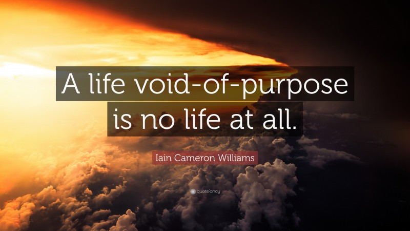 Iain Cameron Williams Quote: “A life void-of-purpose is no life at all.”
