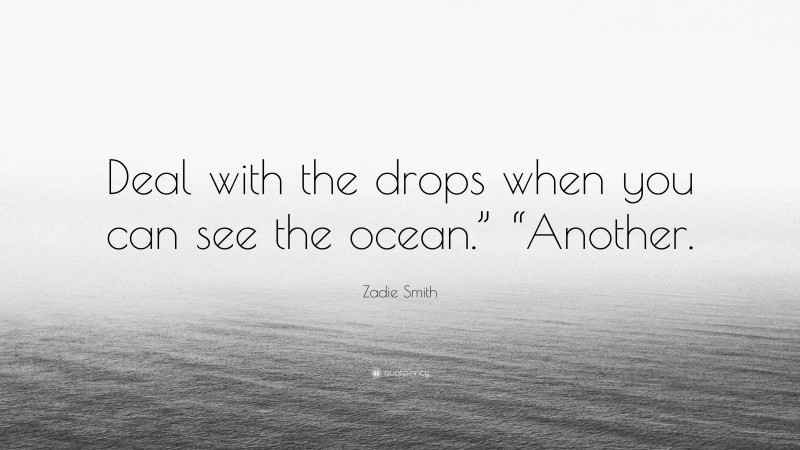 Zadie Smith Quote: “Deal with the drops when you can see the ocean.” “Another.”