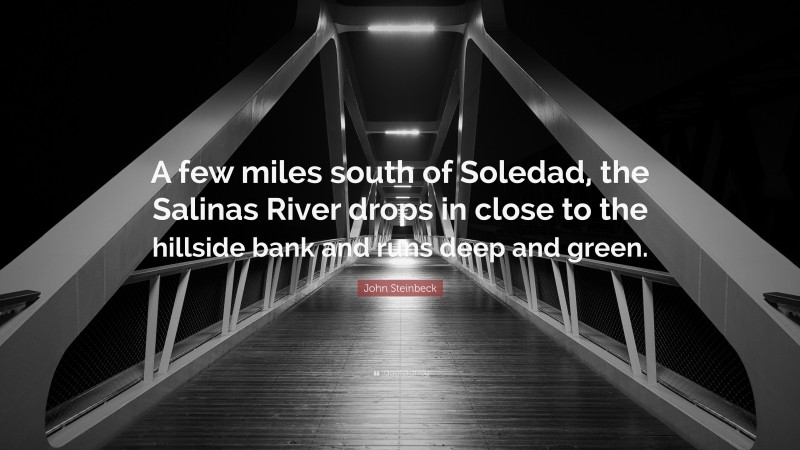 John Steinbeck Quote: “A few miles south of Soledad, the Salinas River drops in close to the hillside bank and runs deep and green.”
