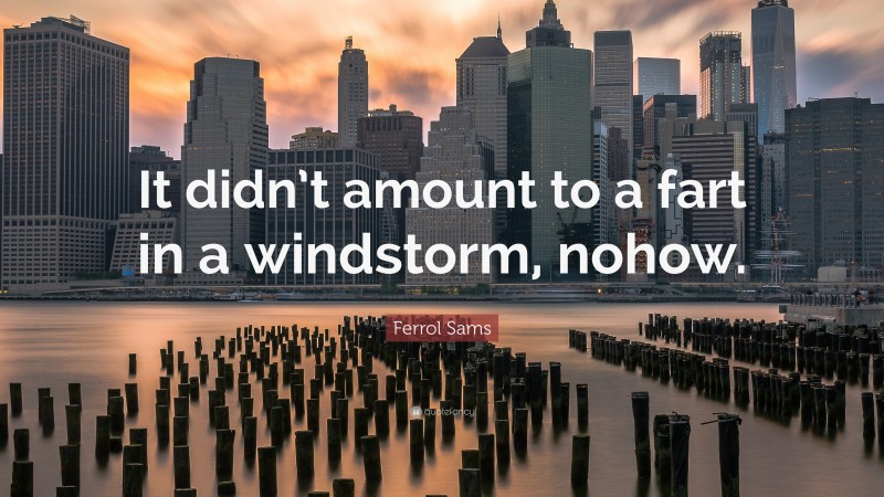 Ferrol Sams Quote: “It didn’t amount to a fart in a windstorm, nohow.”