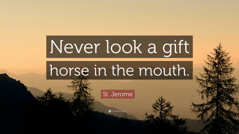 St. Jerome Quote: “Never look a gift horse in the mouth.”