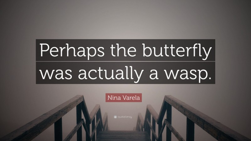 Nina Varela Quote: “Perhaps the butterfly was actually a wasp.”