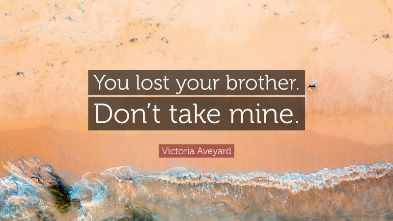 Victoria Aveyard Quote: “You lost your brother. Don’t take mine.”