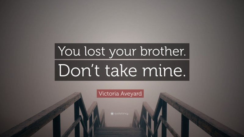 Victoria Aveyard Quote: “You lost your brother. Don’t take mine.”