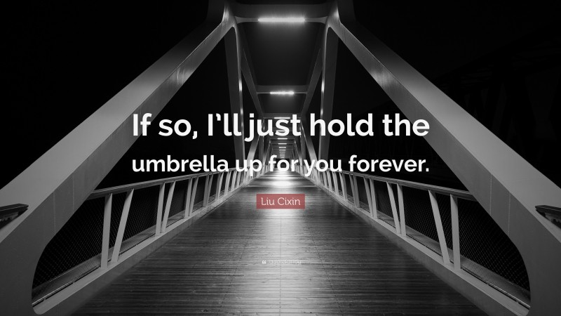 Liu Cixin Quote: “If so, I’ll just hold the umbrella up for you forever.”
