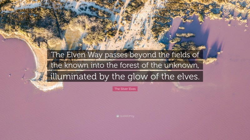 The Silver Elves Quote: “The Elven Way passes beyond the fields of the known into the forest of the unknown, illuminated by the glow of the elves.”