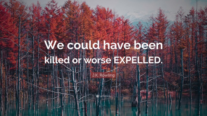 J.K. Rowling Quote: “We could have been killed or worse EXPELLED.”