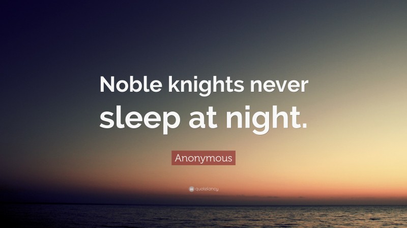 Anonymous Quote: “Noble knights never sleep at night.”