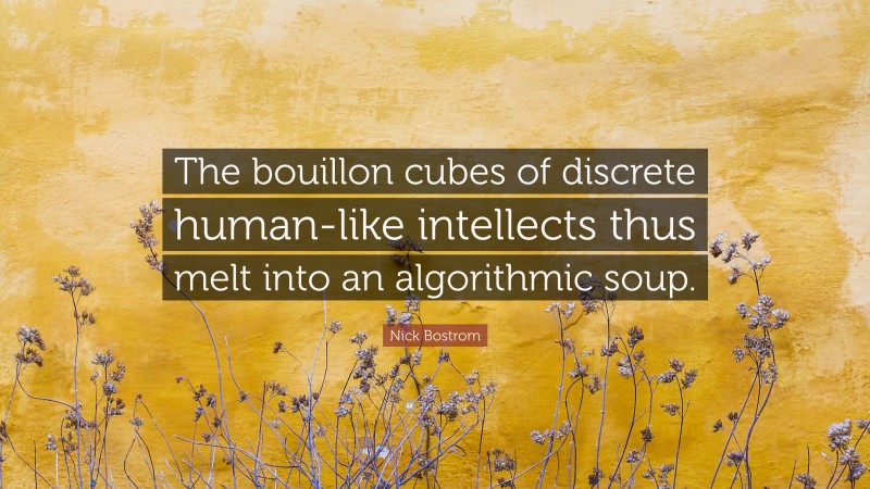 Nick Bostrom Quote: “The bouillon cubes of discrete human-like intellects thus melt into an algorithmic soup.”