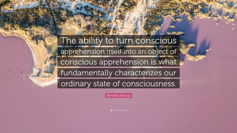 Bernardo Kastrup Quote: “The ability to turn conscious apprehension itself into an object of conscious apprehension is what fundamentally characterizes our ordinary state of consciousness.”