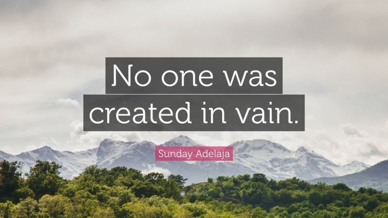 Sunday Adelaja Quote: “No one was created in vain.”