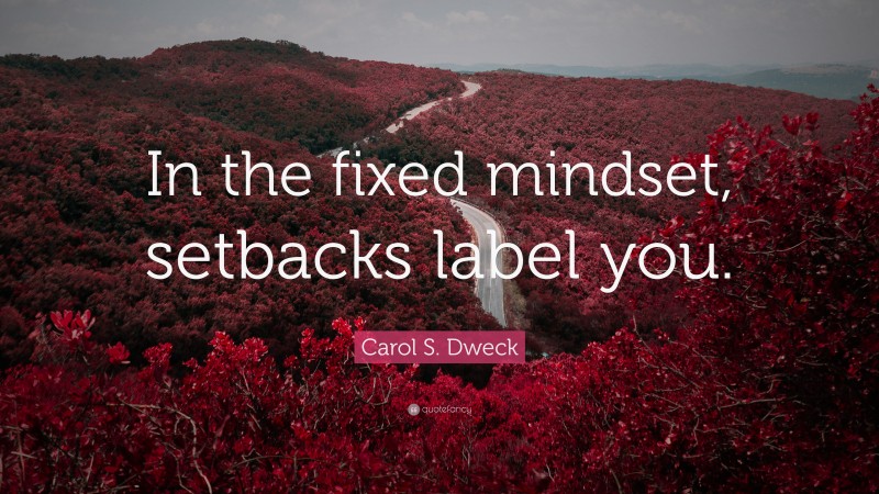 Carol S. Dweck Quote: “In the fixed mindset, setbacks label you.”