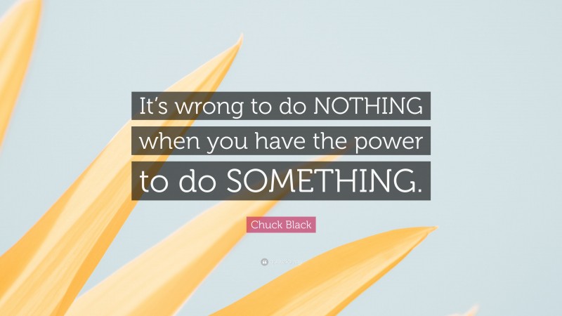 Chuck Black Quote: “It’s wrong to do NOTHING when you have the power to do SOMETHING.”