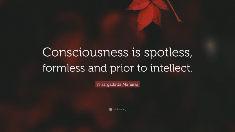 Nisargadatta Maharaj Quote: “Consciousness is spotless, formless and prior to intellect.”