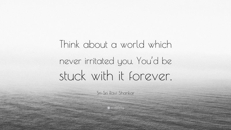 Sri Sri Ravi Shankar Quote: “Think about a world which never irritated you. You’d be stuck with it forever.”