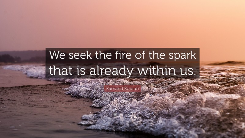 Kamand Kojouri Quote: “We seek the fire of the spark that is already within us.”
