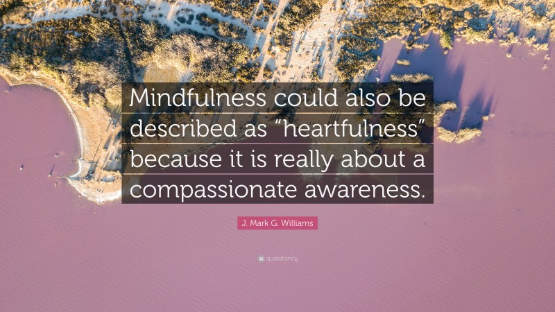 J. Mark G. Williams Quote: “Mindfulness could also be described as “heartfulness” because it is really about a compassionate awareness.”