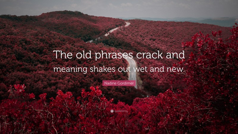 Nadine Gordimer Quote: “The old phrases crack and meaning shakes out wet and new.”