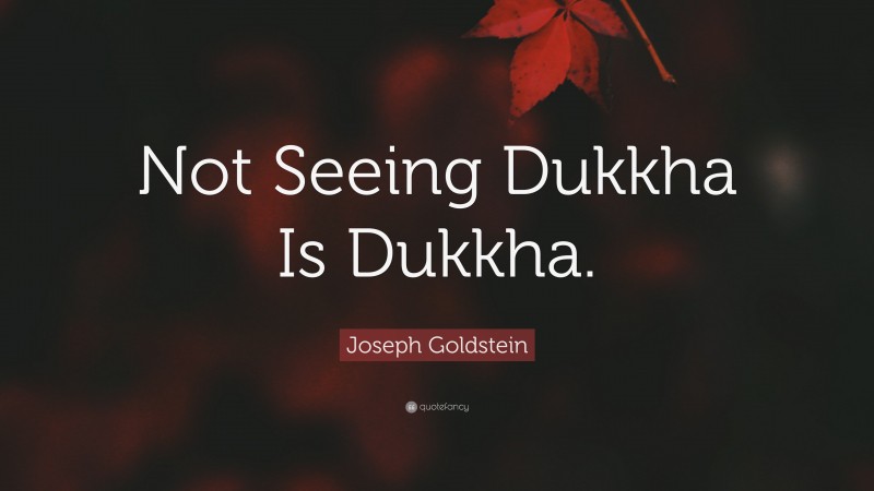 Joseph Goldstein Quote: “Not Seeing Dukkha Is Dukkha.”