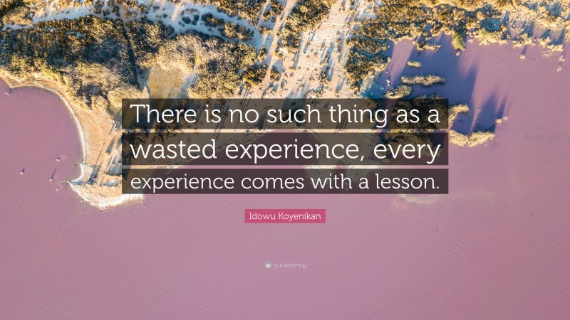 Idowu Koyenikan Quote: “There is no such thing as a wasted experience, every experience comes with a lesson.”