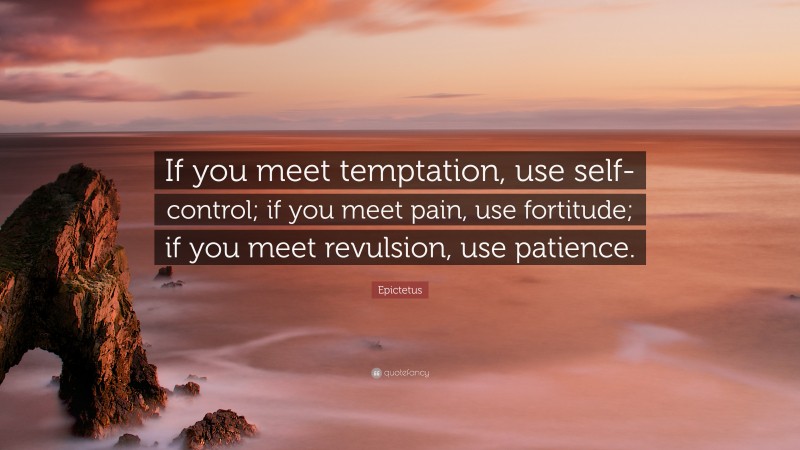 Epictetus Quote: “If you meet temptation, use self-control; if you meet pain, use fortitude; if you meet revulsion, use patience.”