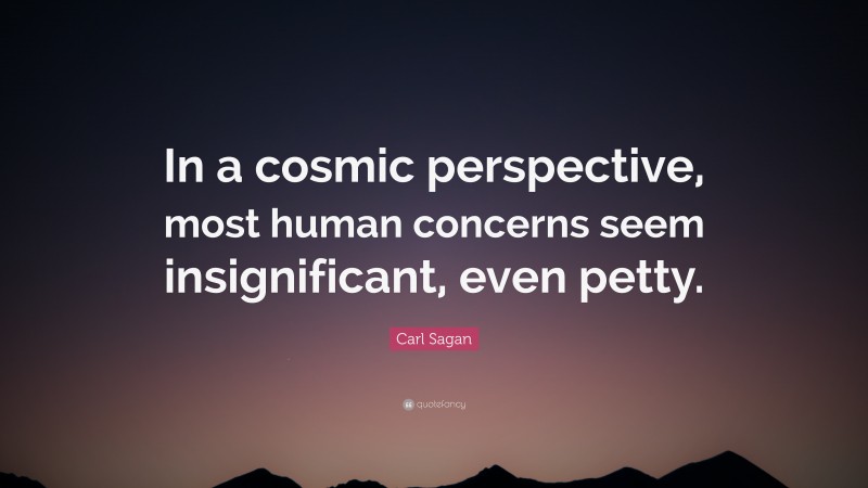 Carl Sagan Quote: “In a cosmic perspective, most human concerns seem insignificant, even petty.”
