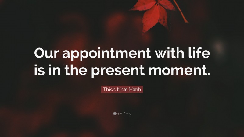 Thich Nhat Hanh Quote: “Our appointment with life is in the present moment.”